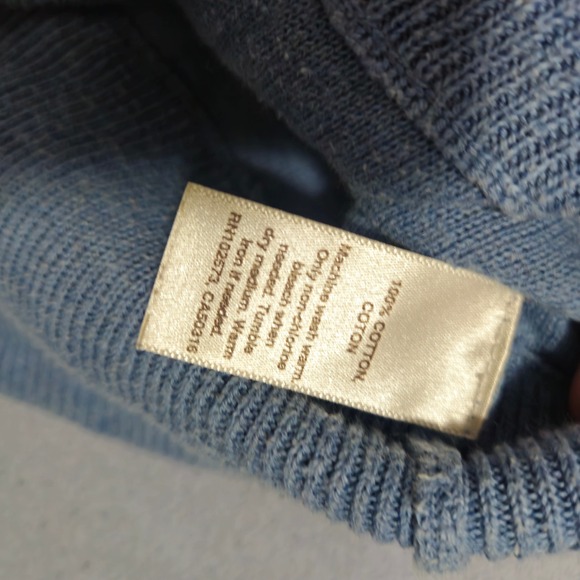 Y2K vintage Hollister Blue Knit V Neck Hoodie Pullover Sweater Womens Size L - Picture 8 of 8